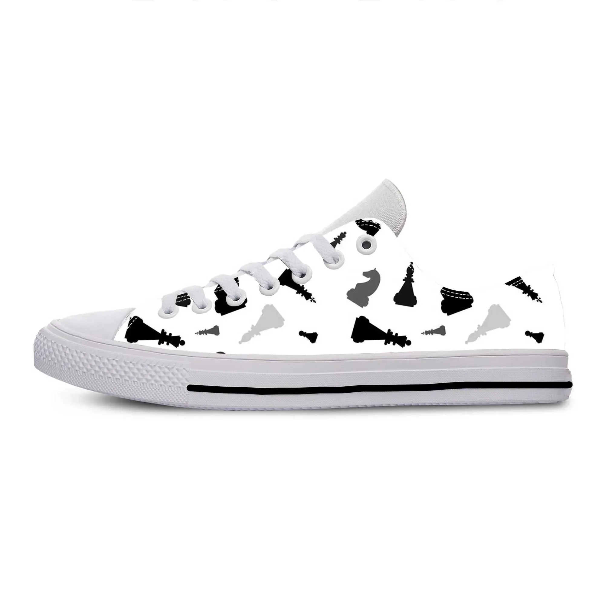 3D Printing Chess - Modische Schachfiguren-Muster Sneakers aus Stoff, Niedrig