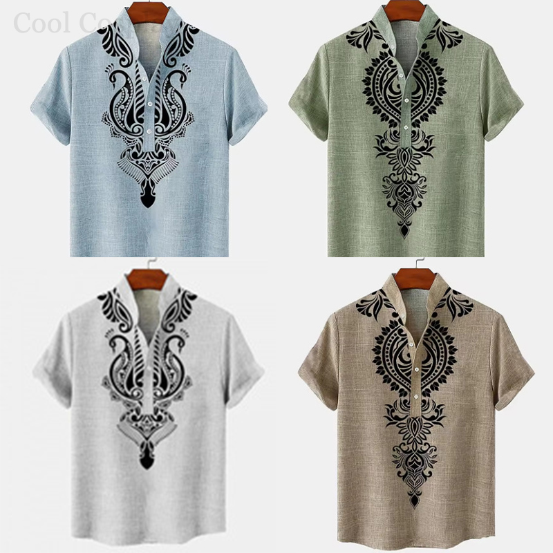 3D Printing Quality - Herren Retro Henley-Shirt mit 3D-Druck im
