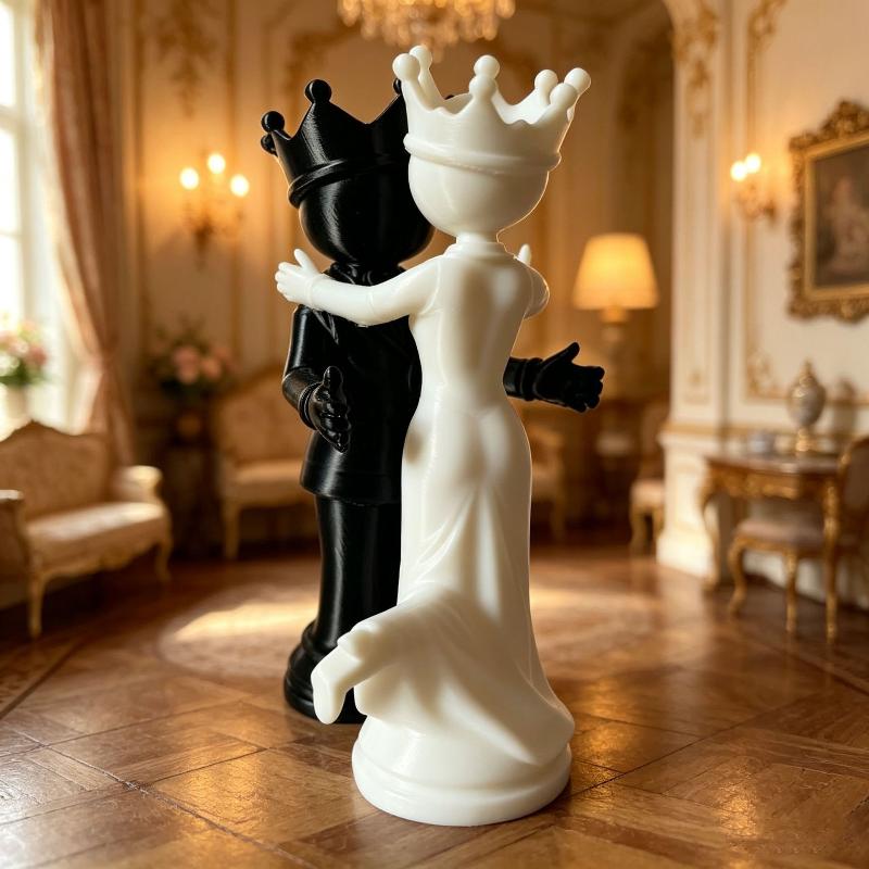 3D Printing Chess - 1 Set 3D-gedruckte Schachkönig- und -königin-Statue,