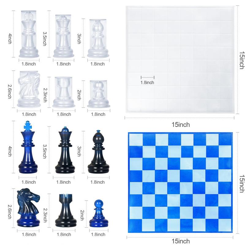 3D Printing Chess - Harz-Schachspiel-Form mit Schachbrett, Silikon-Harzformen, 3D-Silikon-Schach-Harzform für