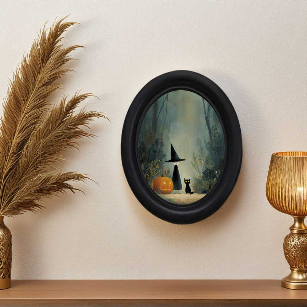 3D Printing Idea - Ein 3D-Wandgemälde im Vintage-Halloween-Hexe und schwarze