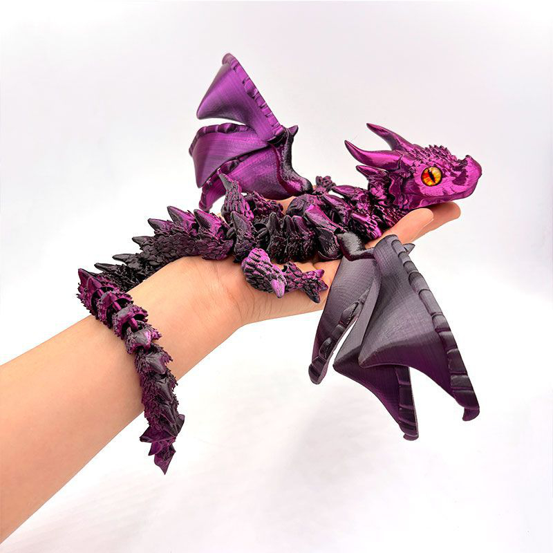 3D Printing Article - 3D-Gedruckte Geflügelte Drachenfigur mit Zufälligen Augen,