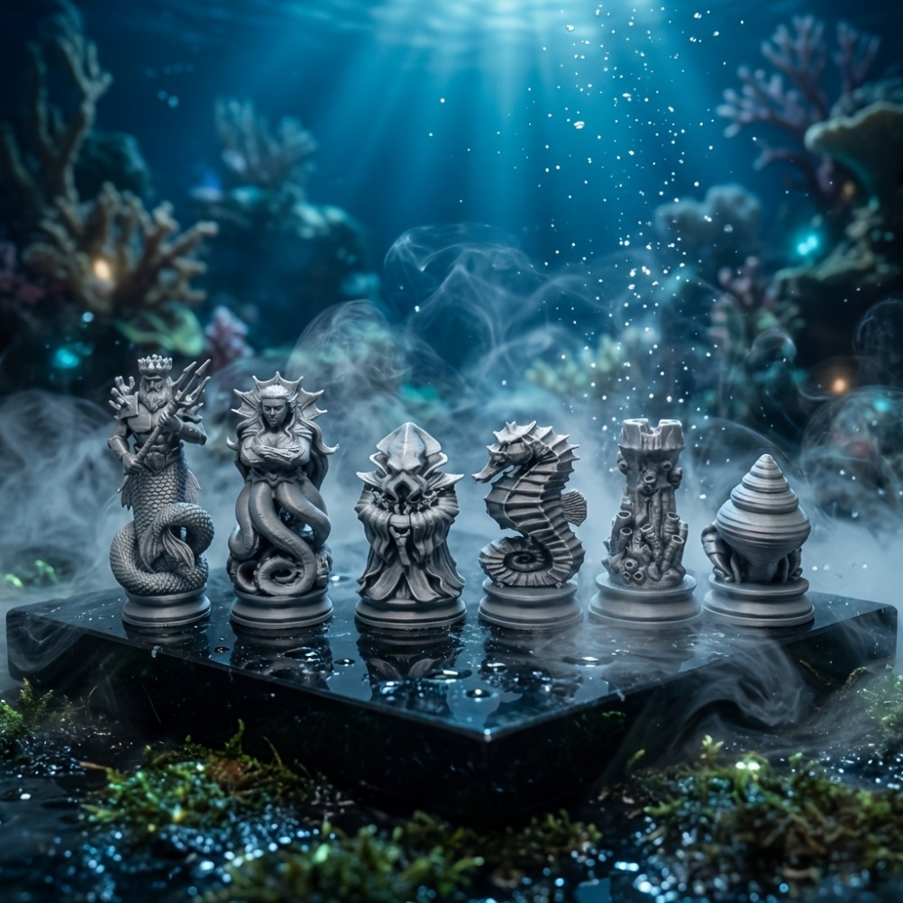 16-teiliges Ozean-Mythos Schac – 3D Printing Chess Bewertung und Preis